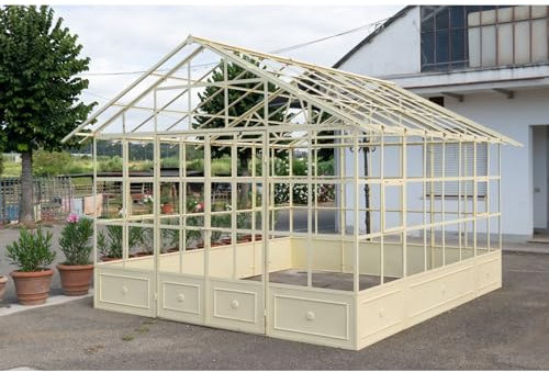 Biscottini Serre de jardin L500XPR350XH296 cm - Serre Shabby en fer - Serre pour plantes d'hiver - Serre pour plantes de jardin - Serre de jardin - Serre potager - Serre hydroponique