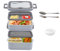 BAKESHU Bento Box,Stapelbare Lunchbox für Erwachsene,Frei kombinierbar 1900ml für Schule, Büro,Ausflug,Auslaufsichere Brotdose mit Besteck (Khaki)