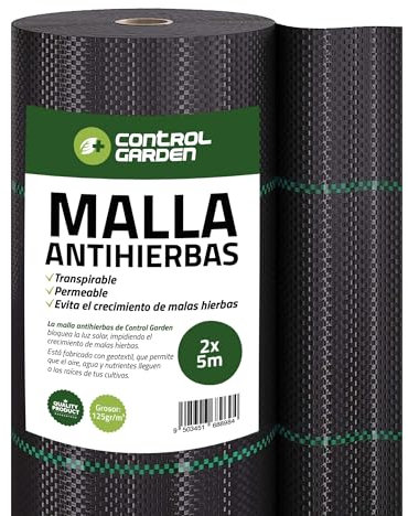 Control Garden Malla Antihierbas 2 x 5 m Groso 125gr | Malla Anti Malas Hierbas y Maleza para Jardín, Huerto, Cesped | Tela Antigerminante Transpirable, Permeable y Resistente