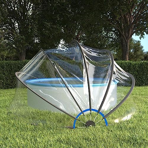 Gaseeto Pool Abdeckungen Rund Pool-Kuppel 406x203 cm Kuppel Pooldach für Aufstellpools PVC Poolabdeckung Rund Pooldach Pool Abdeckung Pooldach Für Aufstellpools