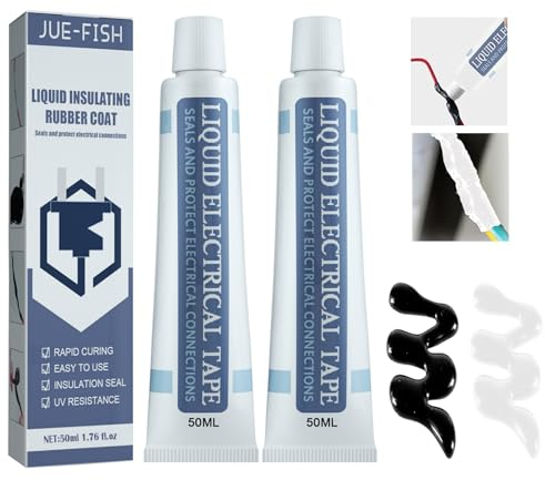 2 Piezas Cinta Aislante Líquida Cinta Eléctrica de Aislamiento Líquido Cinta Eléctrica Líquida Impermeable Pegamento Retardante de Llama Resistente a Altas Temperaturas,50ml(Blanco/Negro)