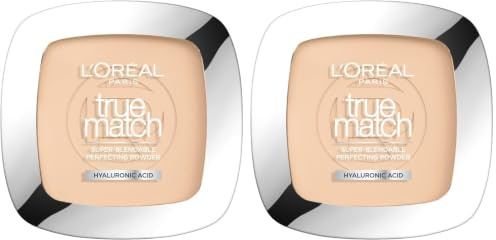 L'Oréal Paris Puder Make up, Mattierendes Kompaktpuder mit LSF 8, Inkl. Spiegel und Schwamm, True Match Puder, Nr. 1.R, 9 g (Packung mit 2)