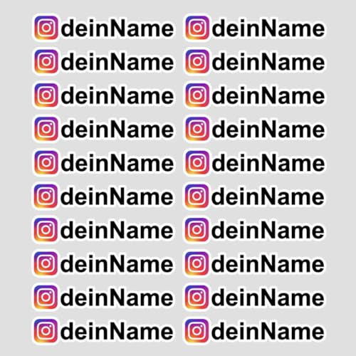 TF Skins Instagram - 2 Adesivi per Auto con Il Tuo Nome. 20 cm di Lunghezza