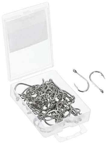 PATIKIL 1/0# Catfish Hooks, 50 Pack 0.4 Claw Fish Hook Fishing Hook High Carbon Steel J Shaped with Barbs for Freshwater Saltwater, Silver Tone