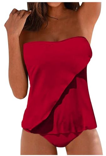 Generico Costume Mare Donna Tankini Due Pezzi Vita Alta, Intero Abbigliamento Elegante Curvy Invernale