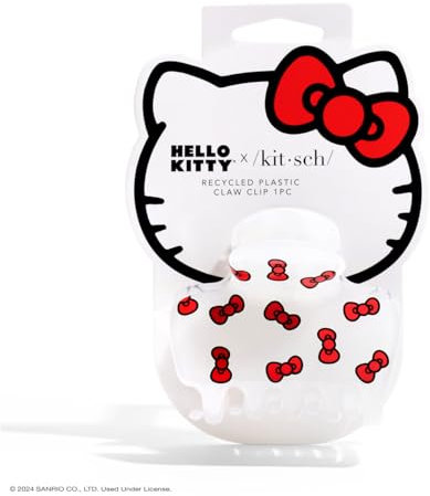 Hello Kitty x Kitsch Pinces à cheveux moyennes bouffantes en plastique recyclé pour femme, pinces à cheveux fines, pinces à cheveux pour cheveux courts, pinces à cheveux moyennes pour femmes, jolies