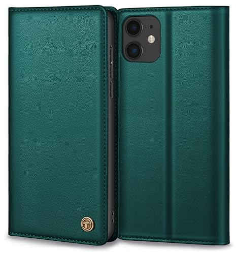 Handyhülle für iPhone 11 Hülle, Premium Lederhülle Schutzhülle Tasche für iPhone 11 Hülle Wallet Kartenfach Standfunktion Klappbar Flip Case für iPhone 11 Hülle, Blau Grün