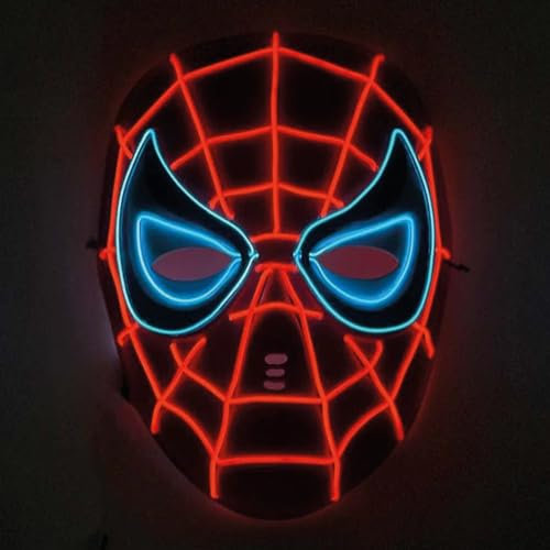 Spider Mask® LED Maske | Rigid Plastic Neon Mask | 3 Blinkmodi | Für Kostümpartys, Halloween, Cosplay, Karneval | 100% Fun Adult Kostum | OriginalCorner®