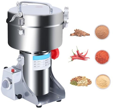 Commercial Machine,Electric Grain Grinder 2500g, High Speed Spice Herb Grinder Mill Pulverizer with 6 Blades, Stainless Steel Powder Machine for Dry Spices Herbs Grains Coffee Seed