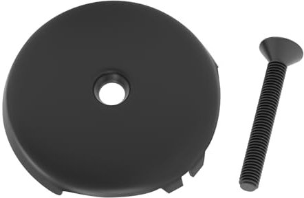 Einloch-Überlaufabdeckung mit Schraube, 8,9 cm Badewannen-Überlauf-Abdeckung, schwarz, für die meisten Standard-Badewannenabflüsse