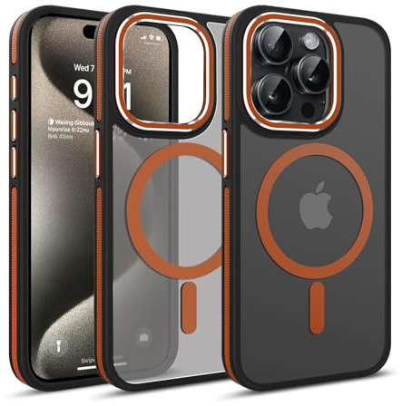 Hitaoyou Magnetic Case for iPhone 15 Pro,iPhone 15 Pro Phone Case [Compatible with MagSafe] Translucent Matte Shockproof Women Men Girl Protective Case Cover for iPhone 15 Pro 6.1 Orange