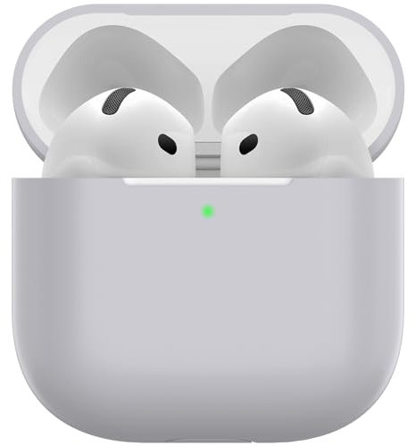 Nemteur Hülle für AirPods 4, Thin Schützende Silikon Case für AirPods 4th 2024 (USB-C) Skin Front LED Sichtbar Silicone Cover, Grau