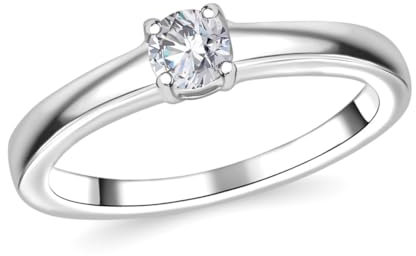 LUXURIANT Diamant Solitär Ring – 0,25 ct VS Labor Diamant, 925 Silber rhodiniert – Eleganter Verlobungsring für Damen