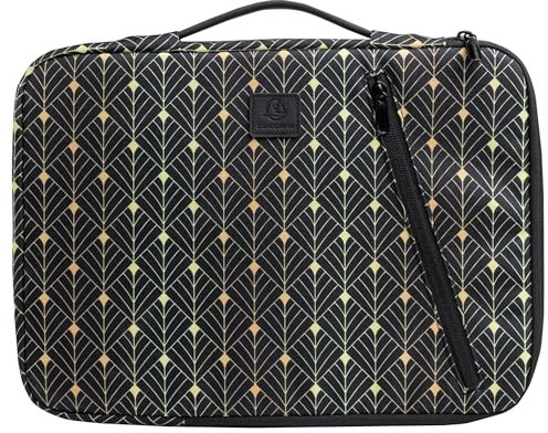 Exacompta - Réf. 17216E - 1 Housse ordinateur compatible avec PC de 13-14 pouces - poignée rétractable - petite poche à l'avant - fermeture zippée sur 2 côtés - en tissu recyclé - NeoDeco