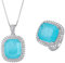 14 x 16 mm Turmalin-Anhänger, Halskette, Ringe für Damen, Edelstein-Hochzeitsschmuck-Set, Freundin