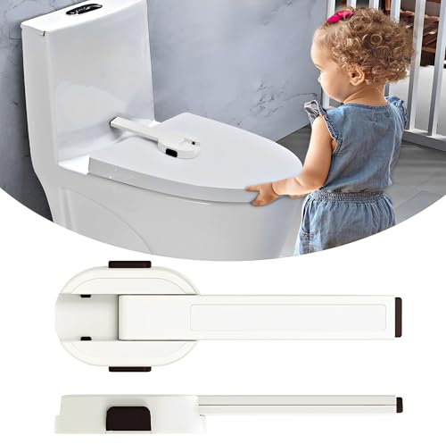 MZSX Child Proof Toilet Lock, Bathroom Child Proof Toilet Seat Lock, Sturdy Safety Toilet Lid Seat Proofer Lock, Universal Fit for Most Toilet Lid, for Kids Pets Dog, Easy Installation