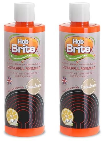 Hob Brite | Hob Cleaner Lemon Sherbet (2 x 250 ml) | Ceramic, Electric, Halogen and Induction Hob Cream Cleaner
