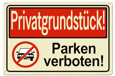 Goodvia Parken Verboten Schild Metall Alu 30x20cm, Privatgrundstück Betreten Verboten Reflektierend, Wasserdicht, Rostfrei und UV-Schutz x1 Stück