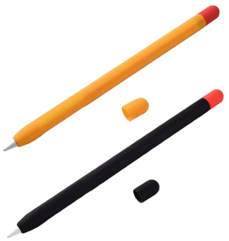 JchEnye 2-Piece Apple Pencil Silicone Case Custodia Ultrasottile per Apple Pencil, Compatibile con Apple Pencil di seconda Generazione e Apple Pencil PRO (2 Pezzi, Nero + Arancione)