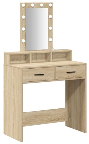 vidaXL Dressing Table Brown 79 x 41 x 140 cm Engineered wood, Modern Makeup Desk, Stylish Vanity Unit, Organized Storage, Bedroom Dressing Table, Durable Furniture, Beauty Station