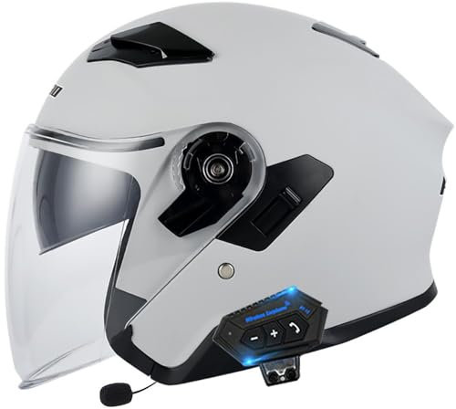 Byroads Bluetooth Jet Casque de Moto I Casque de Scooter avec Double visière I Casque de Jet Hommes Femmes I Casque de cyclomoteur Respirant I Casque de Moto Antichoc I certifié ECE