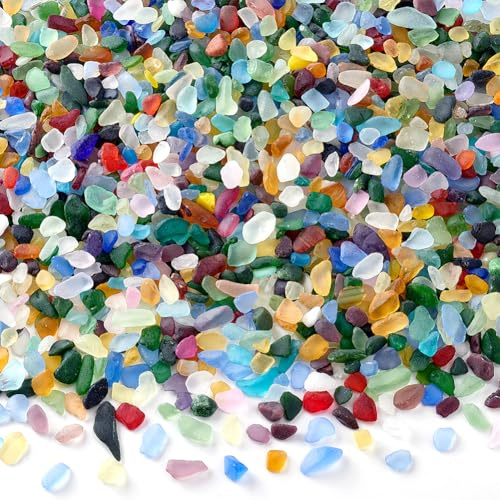 PH PandaHall 450 g de pierres colorées en verre dépoli pour aquarium, gravier d'aquarium, remplissage de vases, loisirs créatifs et décoration d'intérieur, 8 à 13 mm