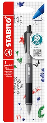 STABILO pointball colorful - Ballpoint Pen | Pack of 1 - Dark Grey with Black Ink