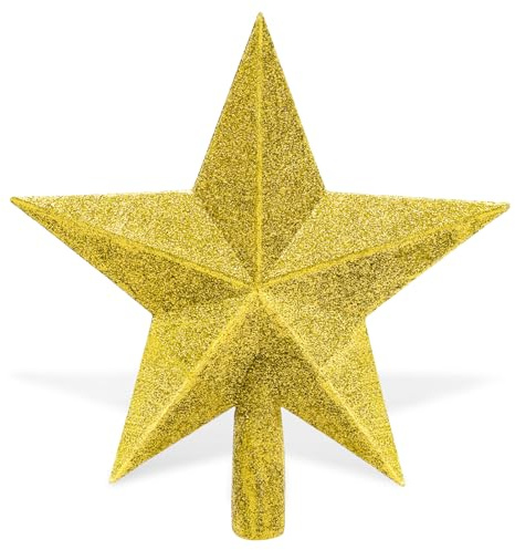 15CM Gold Mini Christmas Tree Top, Glitter Star Tree Topper Christmas Decorative Holiday Trees Toppers