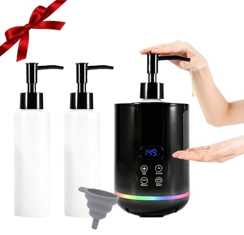 WRQIOO Oil Warmer for Massage, Massage Oil Warmer, M-assage O-il Bottle Digital Heater 30-60°C/86-149°F, Lotion W-armer with 2 Bottles, 1 Dispenser and Timer for Salon, Barber Shop, Home