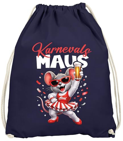 MoonWorks® Turnbeutel Alaaf Ka rnevalsmaus Accessoires Fasching Karneval Gadgets Spruch lustig Faschingsartikel Tasche Gymbag Navy unisize