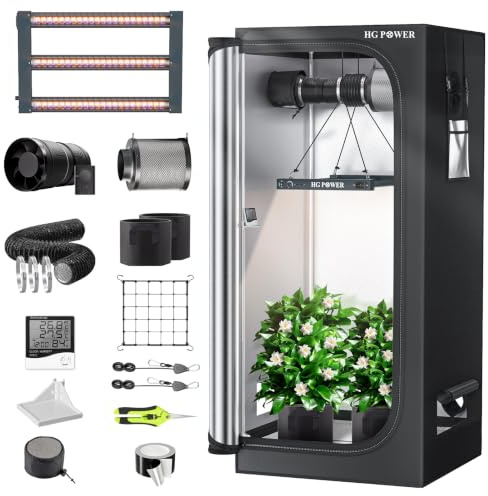 HG Power Kit de Cultivo Indoor 60x60x160 cm con Lámpara LED de Cultivo 160W