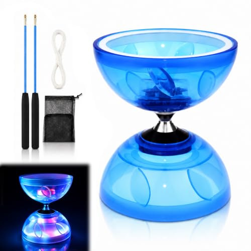 Triple Bearing Diabolo Set, LED Diabolo With Ball Bearings, DiaboloToy | 2 Pole and Net Bag, Diablo Toy With 10m Rope, Yo Yo Toy, Diabolo Juggling Set, Diablo JugglingToy, CircusToys