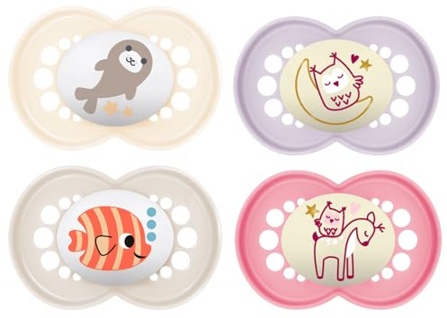 MAM Day & Night Silikon Schnuller 16+ // 4er Set // inkl. 2 Sterilisiertrasportboxen