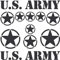 GreenIT Set Sterne Schriftzug US Army MP Aufkleber Auto Tattoo Deko Folie Klebefolie (schwarz matt)