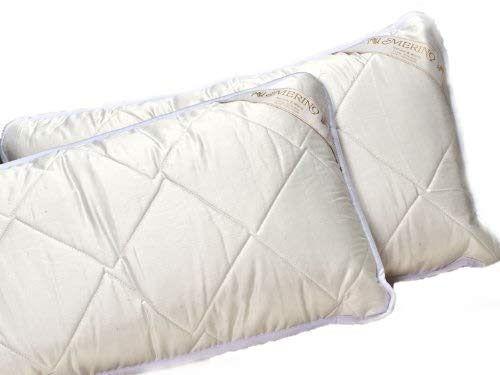 Merino Wool 2er Set Kissen Kopfkissen Wolle Kissen 100% Merinowolle + 100% Baumwolle Schlafkissen Woolmark / 2 x Pillow (50 x 70 cm)