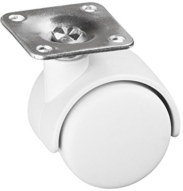 Metafranc Doppelrolle Ø 40 mm - 38 x 38 mm Platte - Kunststoff-Rad - Harte Lauffläche - Gleitlager - 20 kg Tragkraft / Transportrolle / Möbelrolle / Containerrolle / 802150