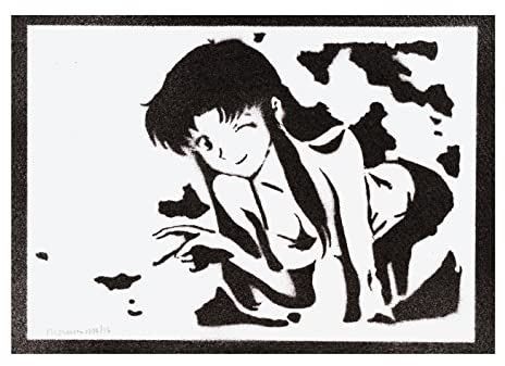 moreno-mata Echtes Handgemachtes Graffiti N.G.E. Manga und Anime Aesthetic Poster & Kunstdrucke Bilder Misato Plakat Handmade Deko Wandbilder Wohnzimmer Wanddeko Geschenke für Männer und Frauen