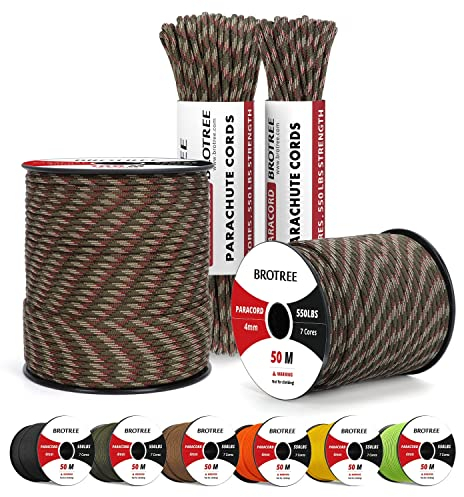 Brotree Paracord 550 4mm 30M 100% Nylon Seil Schnur Typ III mit 7 Stränge für Survival, Outdoor, Armbänder, Hundeleine - Bruchlast 250kg (Wald Tarnung)
