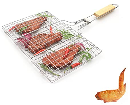 TOPINCN Grill Net Barbecue Clip Steel Wire Mesh Folders Grilled Fish Clip Outdoor Camping Tool