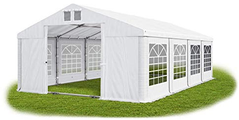 Das Company Partyzelt 6x8m wasserdicht weiß mit Bodenrahmen und Dachverstärkung 560g/m² PVC Plane Robust Festzelt Gartenzelt Summer Plus SD - Faltpavillon - Gartenpavillon - Pavillon - Partyzelt