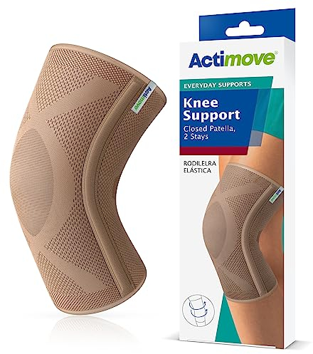 Actimove® Everyday Supports Kniebandage, geschlossene Patella, 2 Streben, feste Kompression für zusätzliche Stabilität und Unterstützung, Beige, Größe L