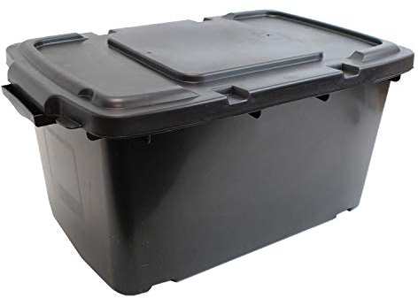 All-Green Coral 44 Litre Black Outdoor Kerbside Waste Recycling Box/Storage Box - With Various Lid Combinations (Box & Black Lid)