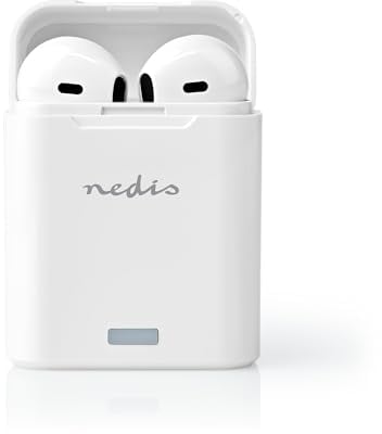 Nedis - Drahtloser Ohrhörer - Bluetooth 5.0-3 Stunden Wiedergabezeit - Sprachsteuerung - mit Ladetasche - Weiß, one-Size