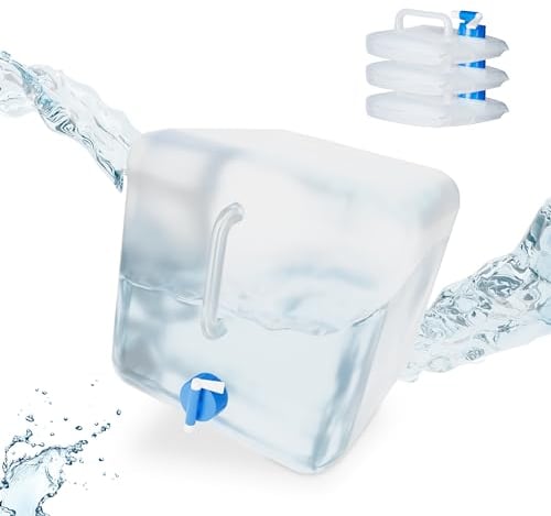 Relaxdays Jerrycan Pliable Lot de 4 pour Camping, Vacances jerricane Alimentaire bidon à Eau 20 L sans BPA, Transparent