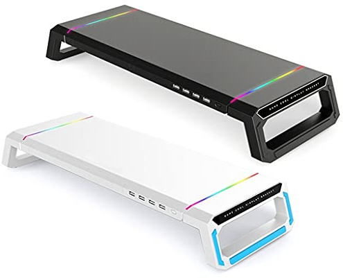 Monitor Holder,unknown Multifunction Monitor Stand Riser Computer Screen Riser supporto universale per monitor Riser RGB con 4 USB 3.0 di ricarica da scrivania organizer staffa per computer portatile
