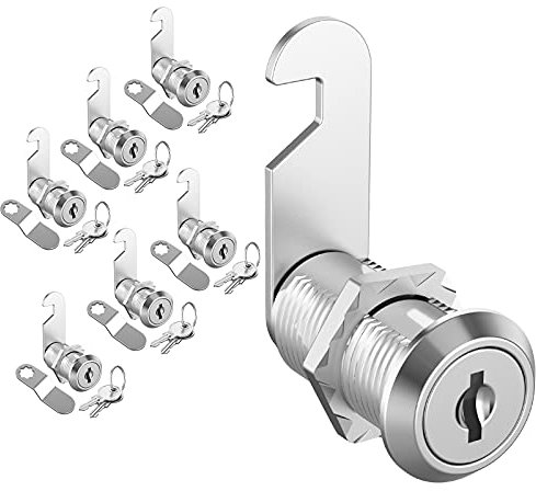 inBovoga 6 Pack Cabinet Locks with Keys, 1-1/8 Cam Lock Keyed Alike, Mailbox Lock Secure Drawer Tool Box RV Storage Door, Zinc Alloy