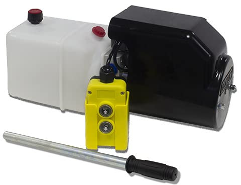 Flowfit Paquete de energía hidráulica de acción única de 24V DC con tanque de 2.5L y reserva tanque de bomba de mano ZZ016184