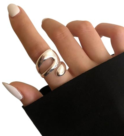925 Sterling Silver Open Ring Joint Ring Adjustable Minimalist Hollow Irregular Geometric Rings Jewelry Gifts