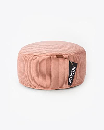 Yoga Meditationskissen Cord Rund • Sitzhöhe 13 cm • rund ∅ 32 cm • Faire Produktion • Qualität aus Deutschland • Yoga Kissen mit Bio Buchweizen-Schalen-Füllung • Bezug & Inlett waschbar(Rosa)