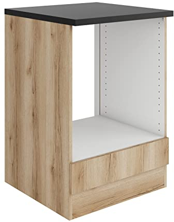 idealShopping GmbH Küchen Herdumbauschrank mit Arbeitsplatte Kaya U634-0+ in Wildeiche Nachbildung 60 cm breit